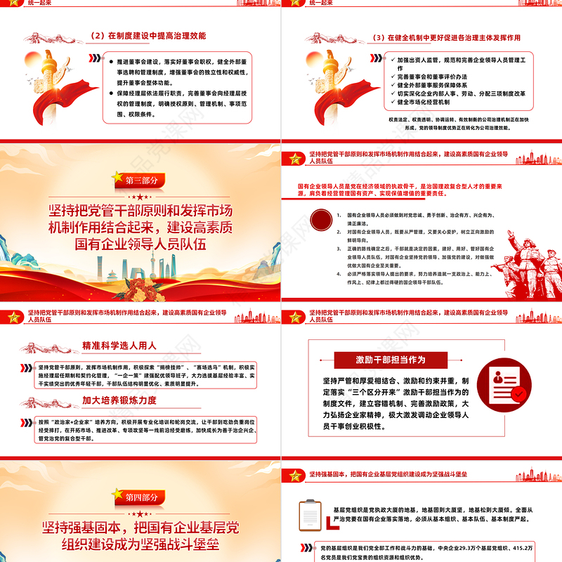 2023坚持党的领导加强党的建设国有企业的根和魂PPT优质党建风党员干部学习教育专题党课党建课件模板