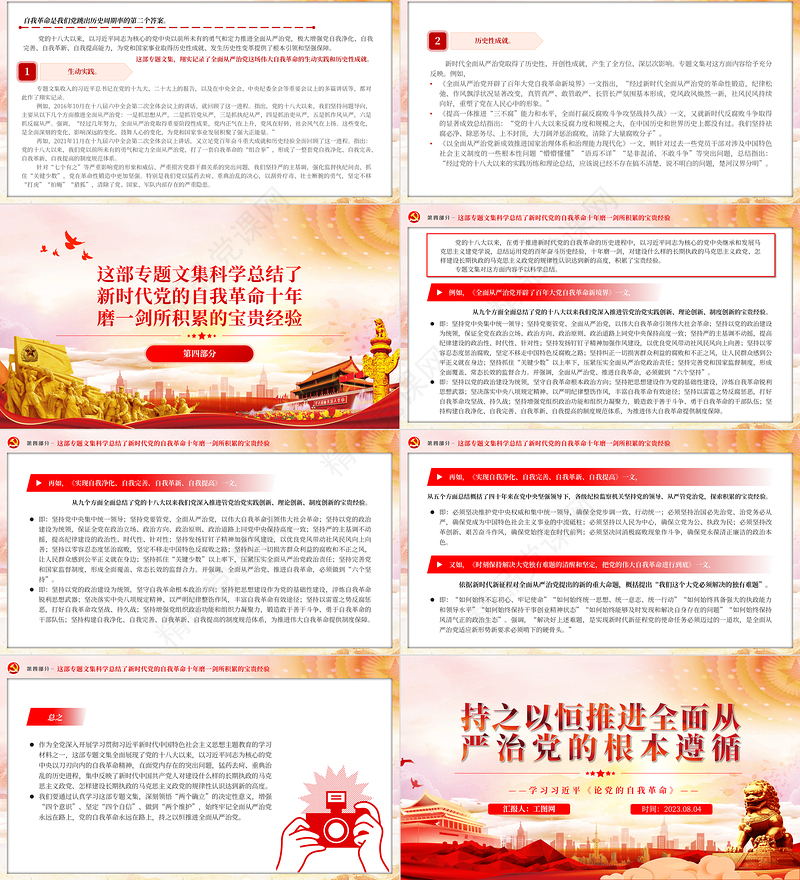 2023持之以恒推进全面从严治党的根本遵循PPT党政风学习习近平《论党的自我革命》专题党课课件