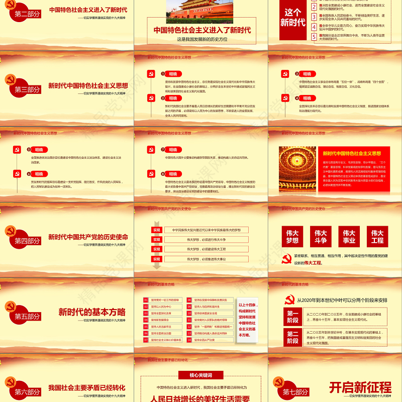 十九大精神总结学习新时代党员党课PPT