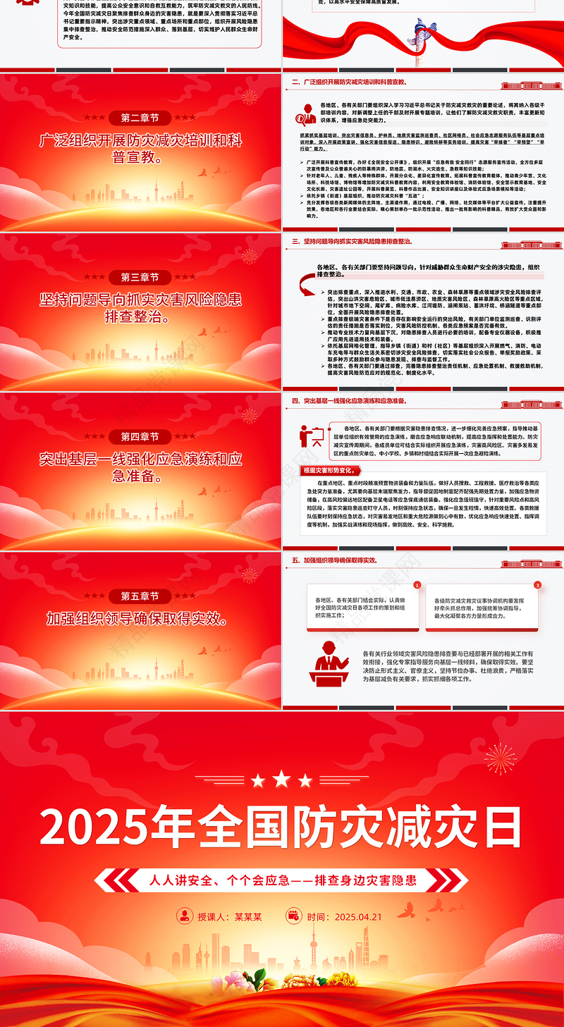 精品全国防灾减灾日PPT人人讲安全个个会应急排查身边灾害隐患课件