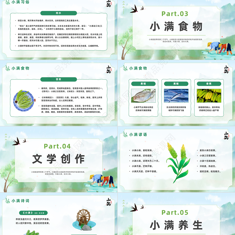2024二十四节气小满PPT卡通插画风二十四节气之小满知识宣讲课件下载