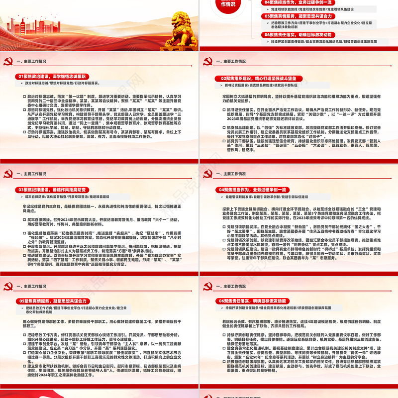 2024年度党委书记抓基层党建工作报告PPT模板