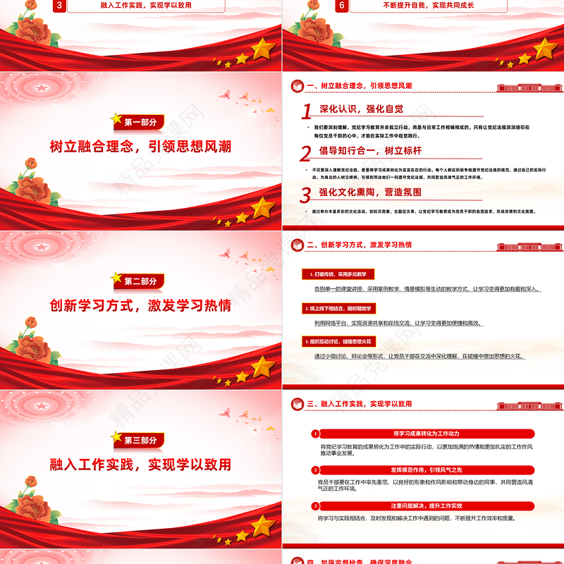 2024大气精美关于党纪学习教育如何与日常工作深度融合PPT课件