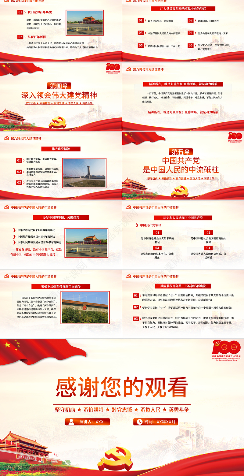 2021伟大建党精神深入领会“七一”重要讲话PPT庆祝建党100周年专题党课模板