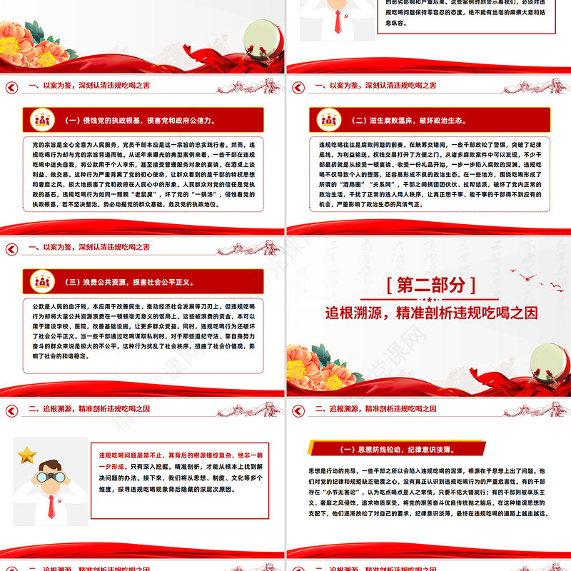 简洁风以案为鉴明纪律正风肃纪强作风PPT学习违规吃喝典型案例专题研讨发言模板