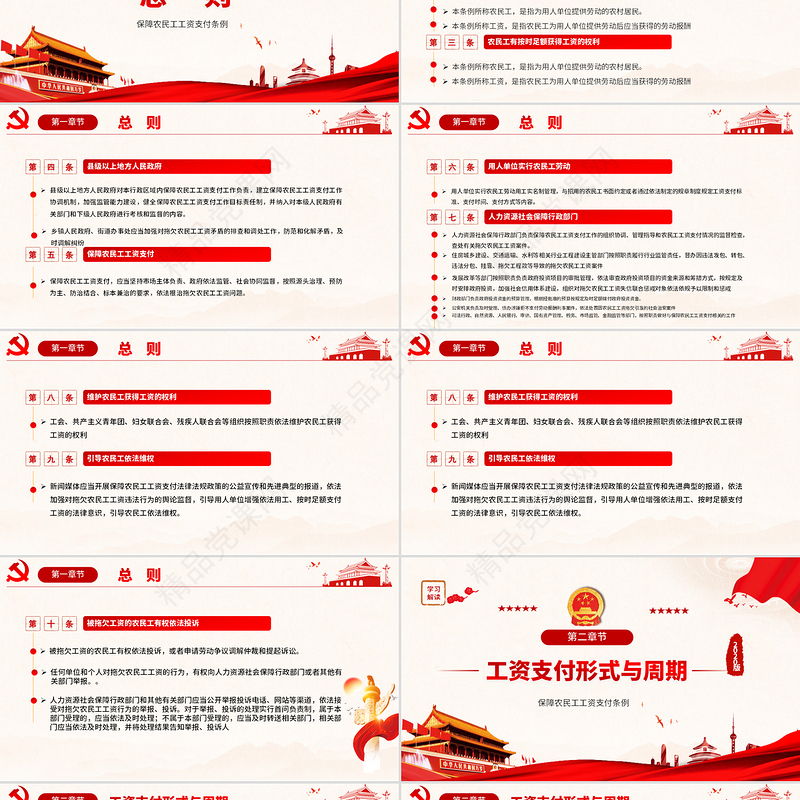 保障农民工工资支付条例党课PPT模板
