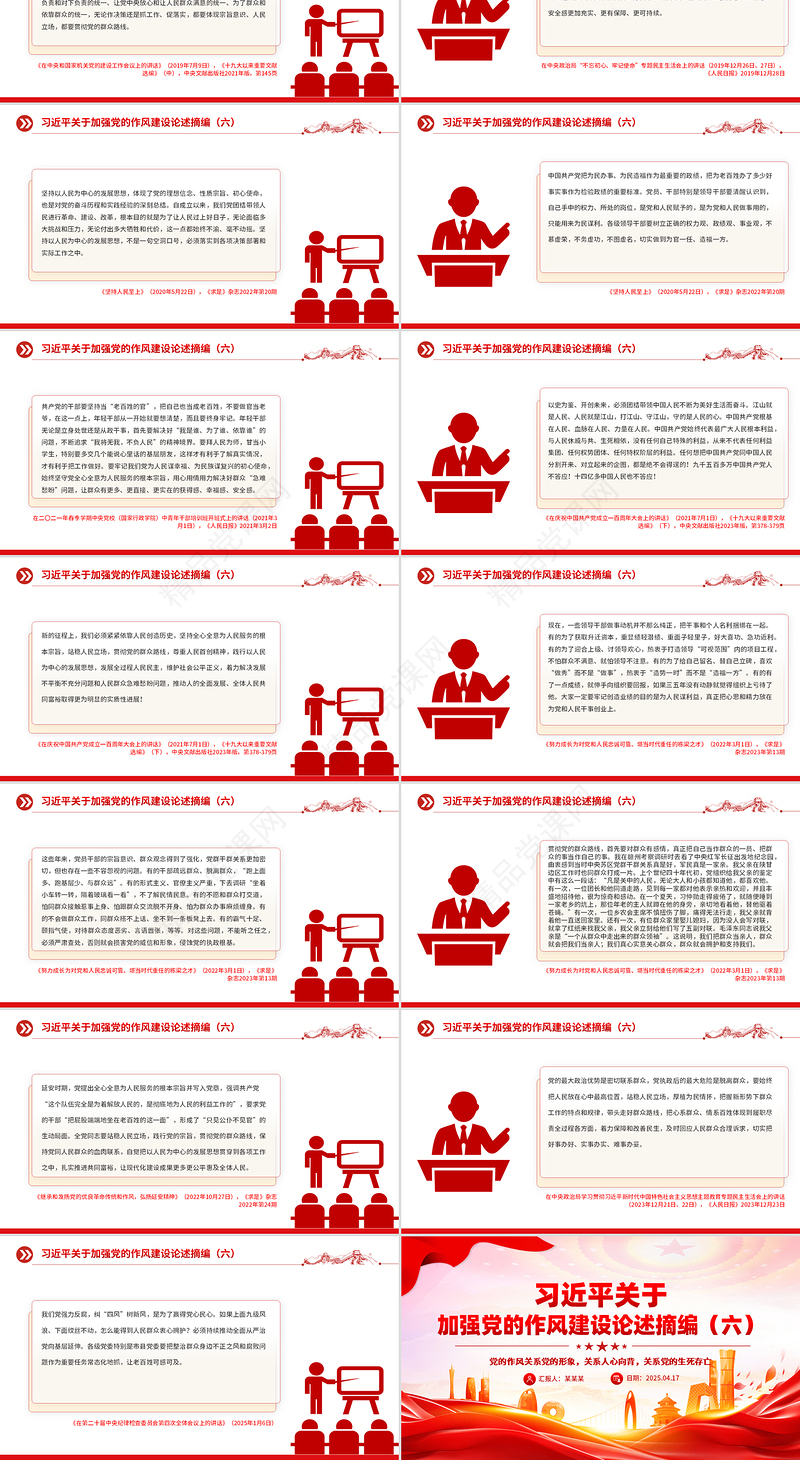 精品习近平关于加强党的作风建设论述摘编（六）PPT党员辅导课件