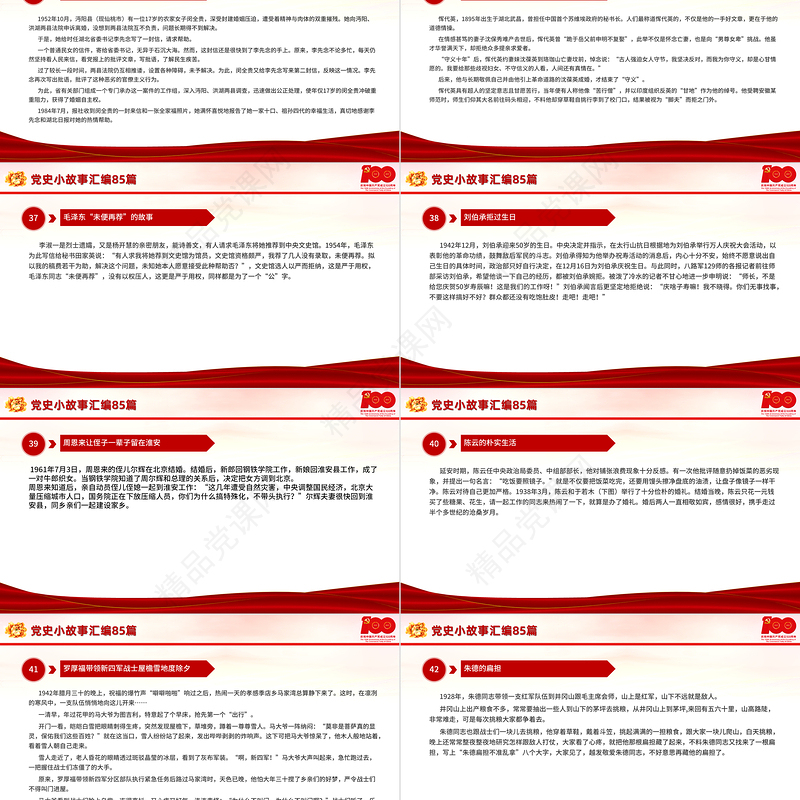 1921-2021党史小故事汇编85篇PPT中小学生学党史党政风教育专题党课PPT模板