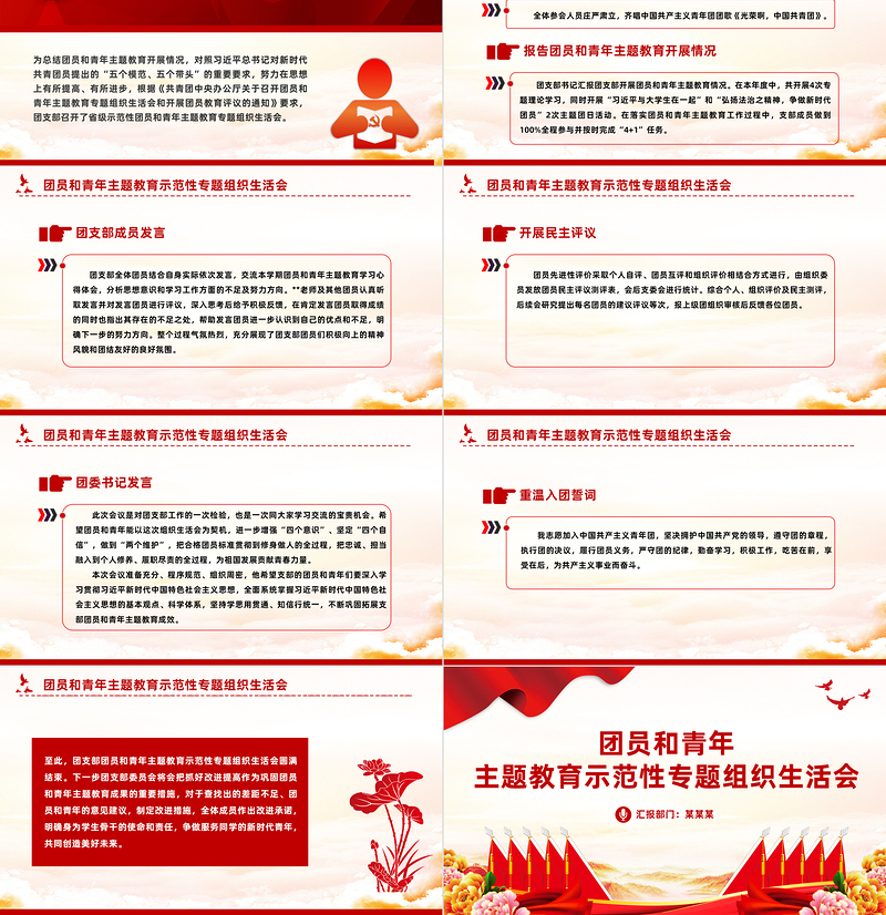 2023年度团员和青年主题教育示范性专题组织生活会PPT课件