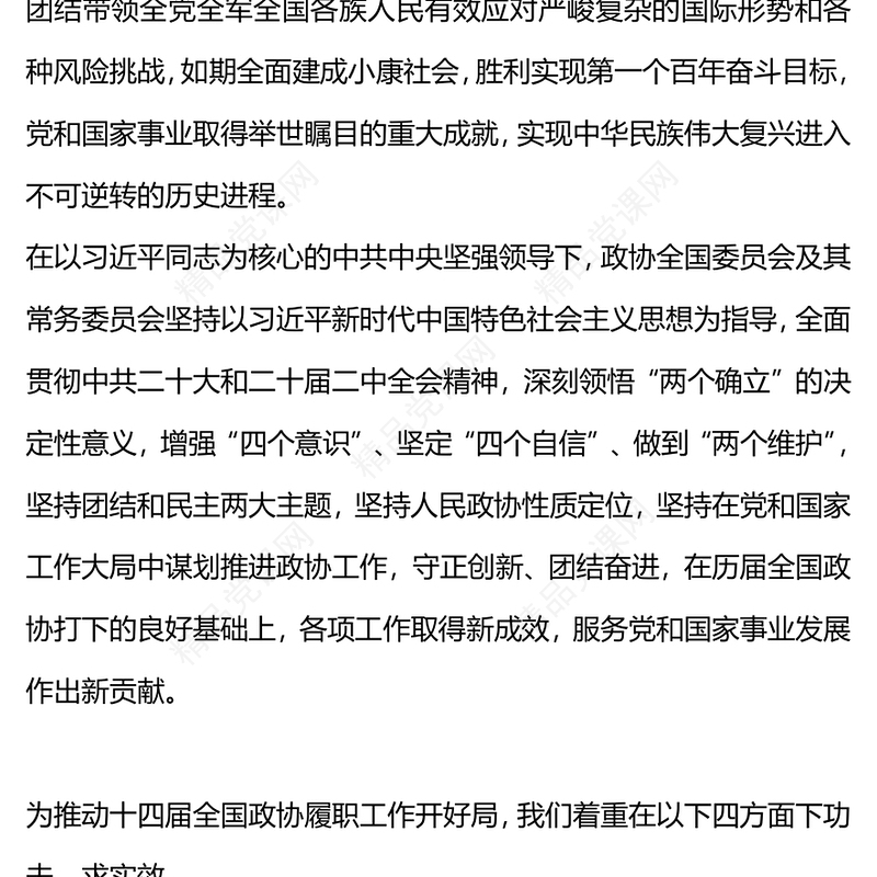 2024两会PPT简约党政风学习全国两会政协工作报告党课课件(讲稿)