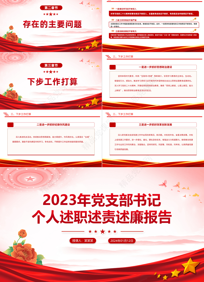 党支部书记述职述责述廉PPT党政风优质基层党组织书记抓党建述职模板