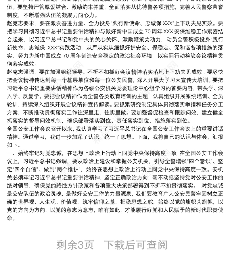 全国公安工作会议精神心得体会