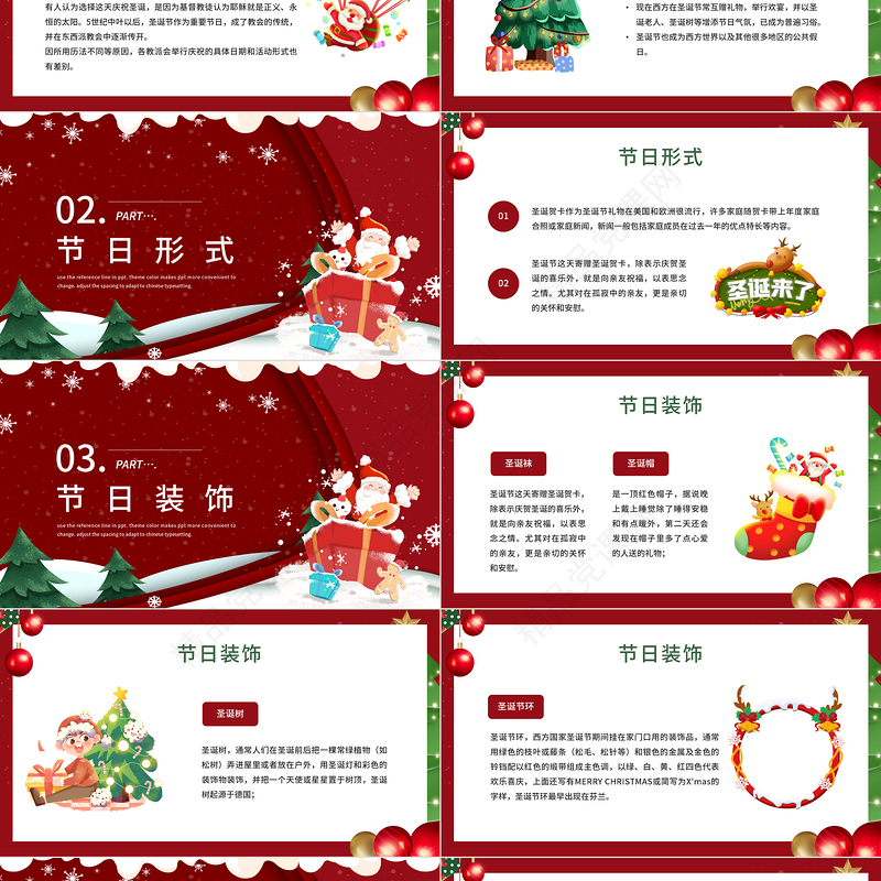 2023圣诞节PPT创意精美圣诞节节日介绍主题模板