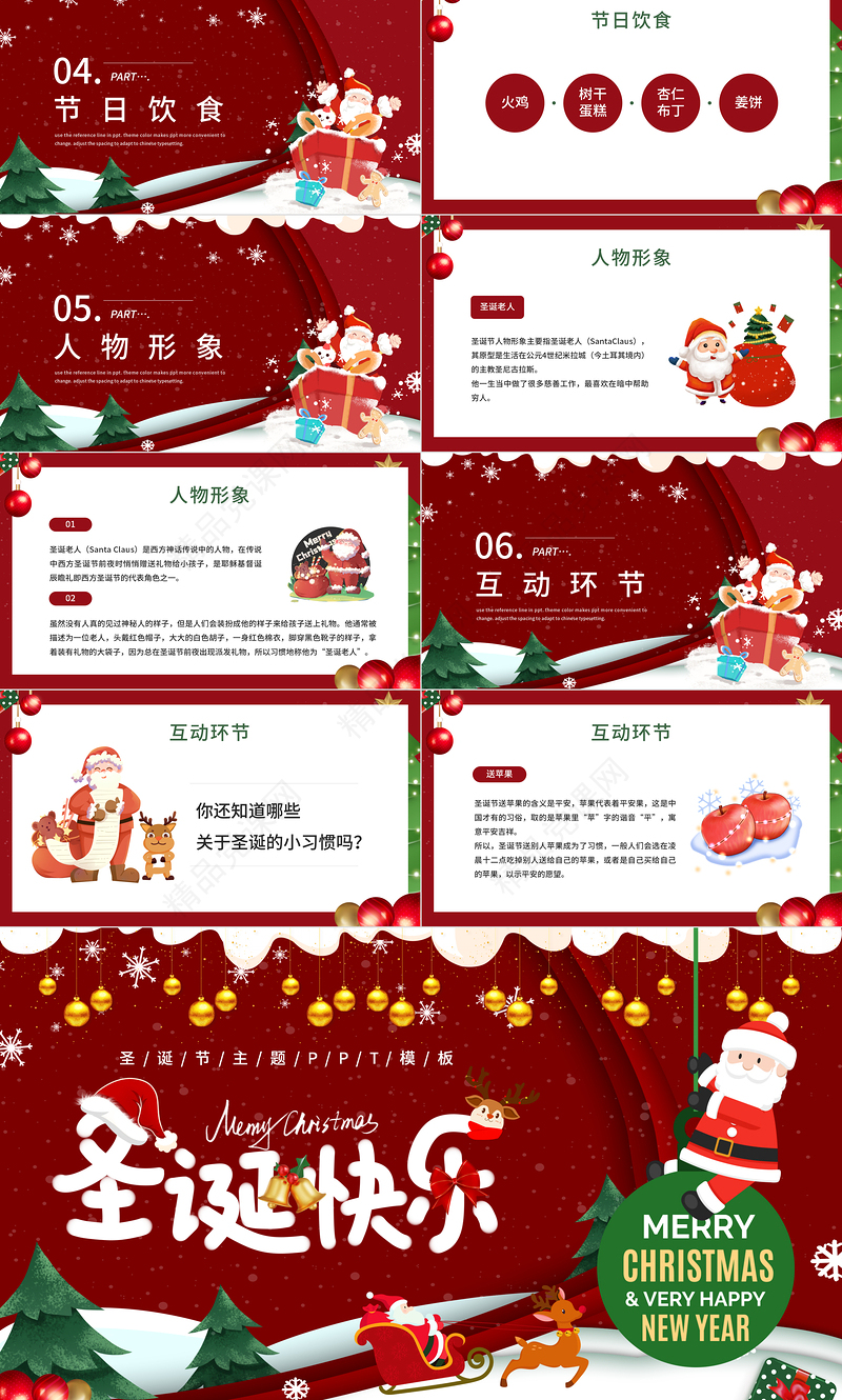 2023圣诞节PPT创意精美圣诞节节日介绍主题模板