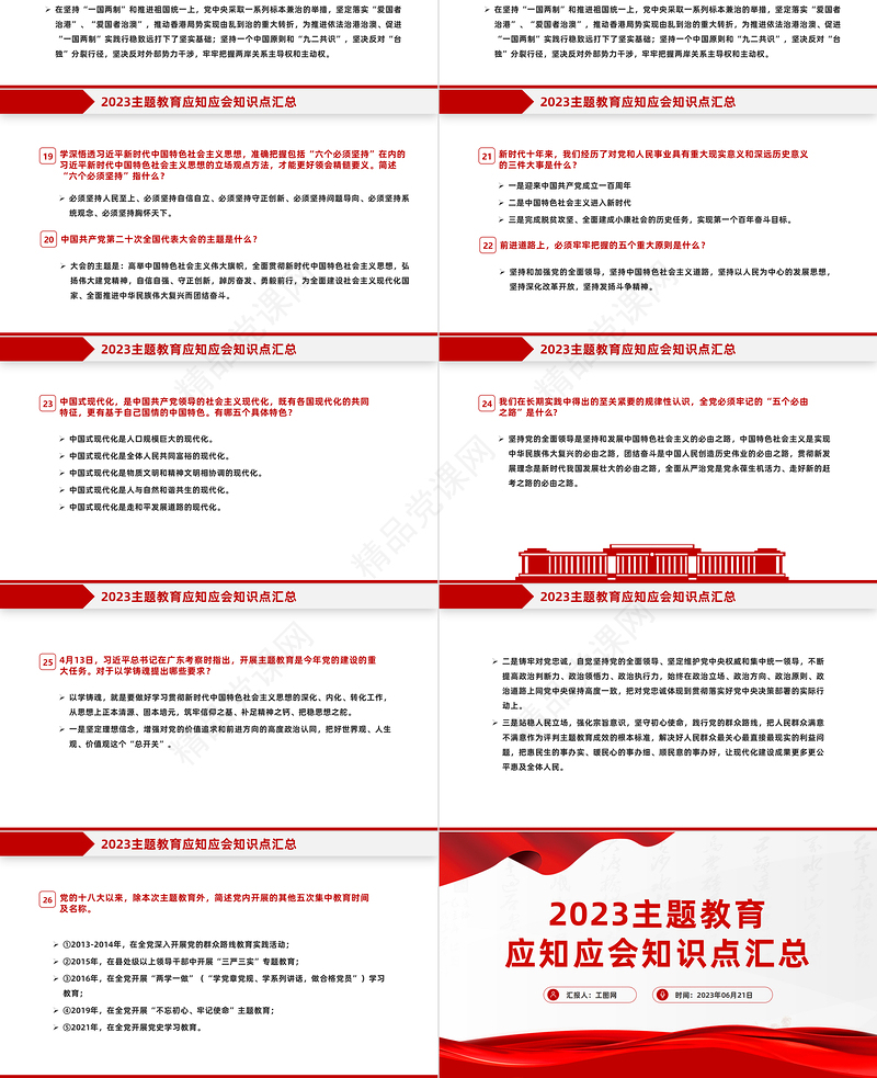 2023年主题教育应知应会知识点汇总PPT精品扎实开展主题教育党员学习课件