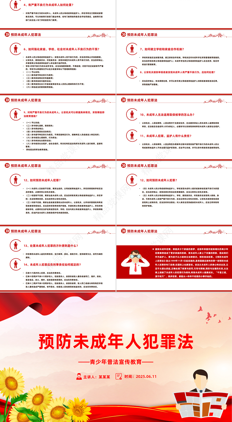 一文读懂预防未成年人犯罪法PPT青少年普法宣传教育课件