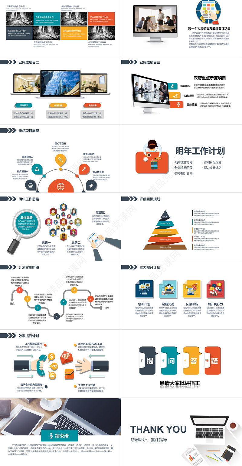 2023年工作总结汇报工作计划PPT模板下载