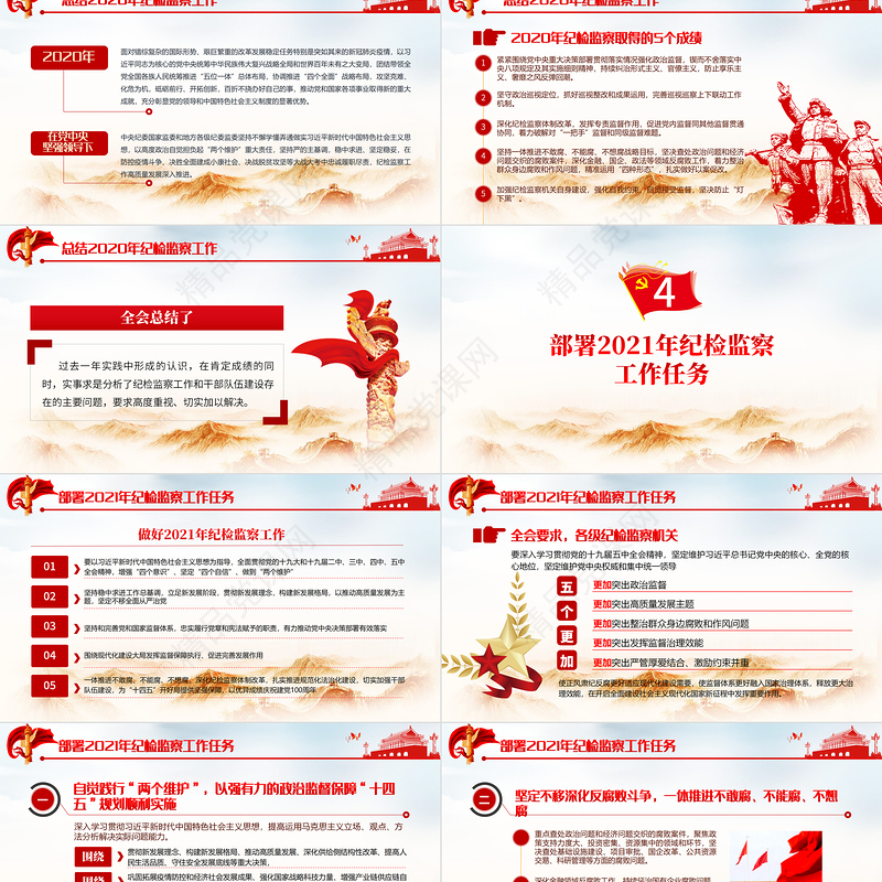 简洁风十九届中央纪律检查委员会第五次全体会议公报PPT