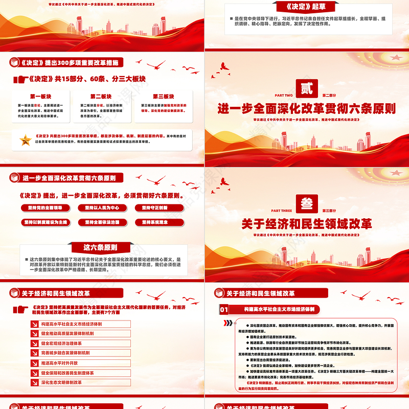 介绍与解读二十届三中全会精神PPT红色大气深入学习党的二十届三中全会党课