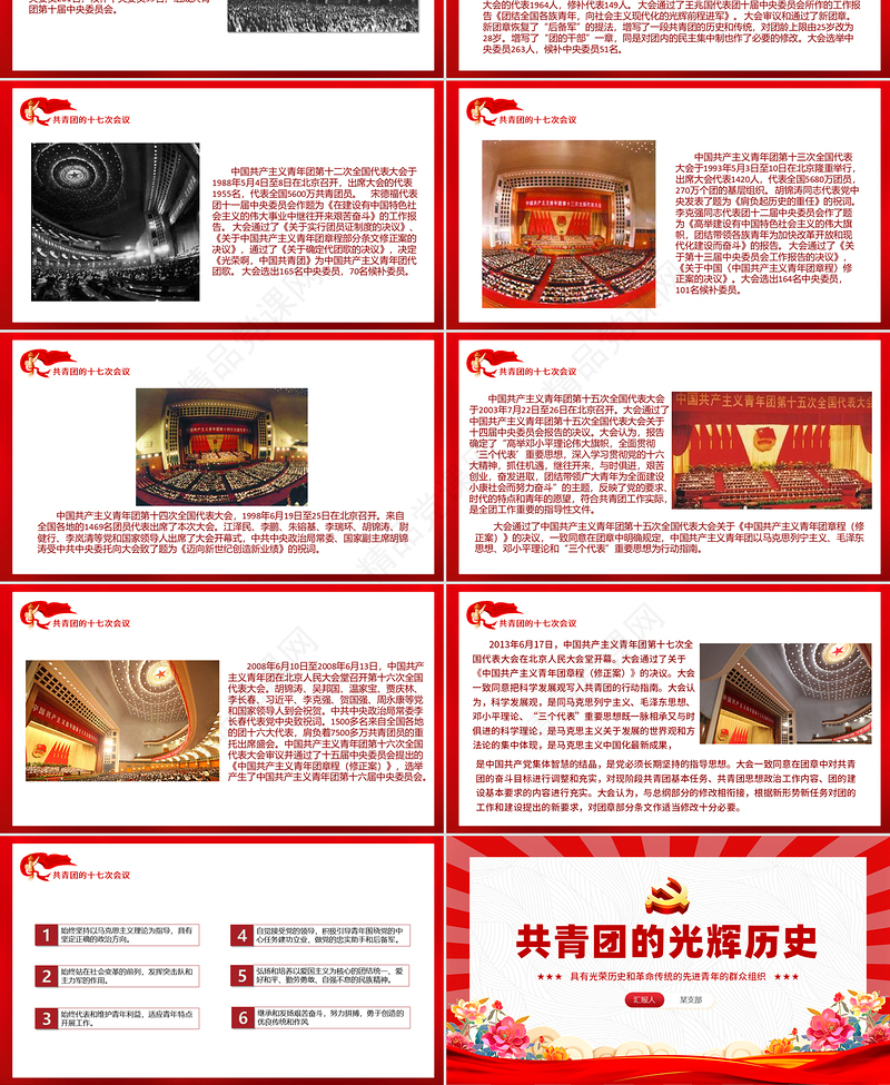 2025共青团的光辉历史PPT五四青年节共青团基础知识历史事件团史学习课件下载