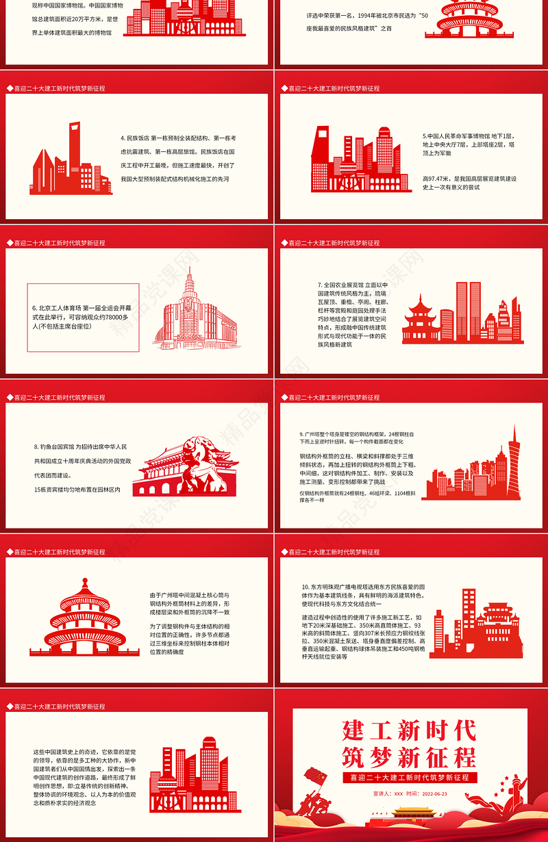 建工新时代筑梦新征程PPT红色大气风喜迎二十大建工新时代筑梦新征程专题党课课件模板