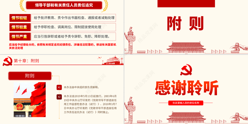 原创干部选拔任用工作监督检查和责任追究办法学习解读PPT-版权可商用