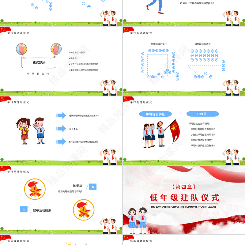 争做新时代好少年PPT卡通风中国少年先锋队少先队队员队礼规范主题课件模板