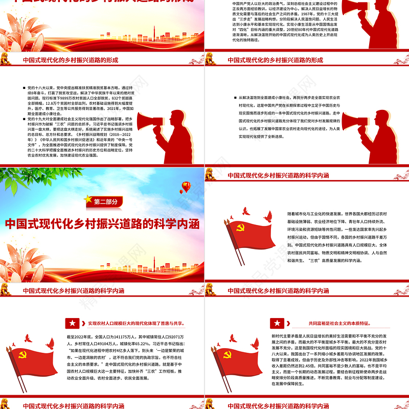 2023走中国式现代化的乡村振兴道路PPT优质党建风深入学习宣传贯彻党的二十大精神主题专题党课课件