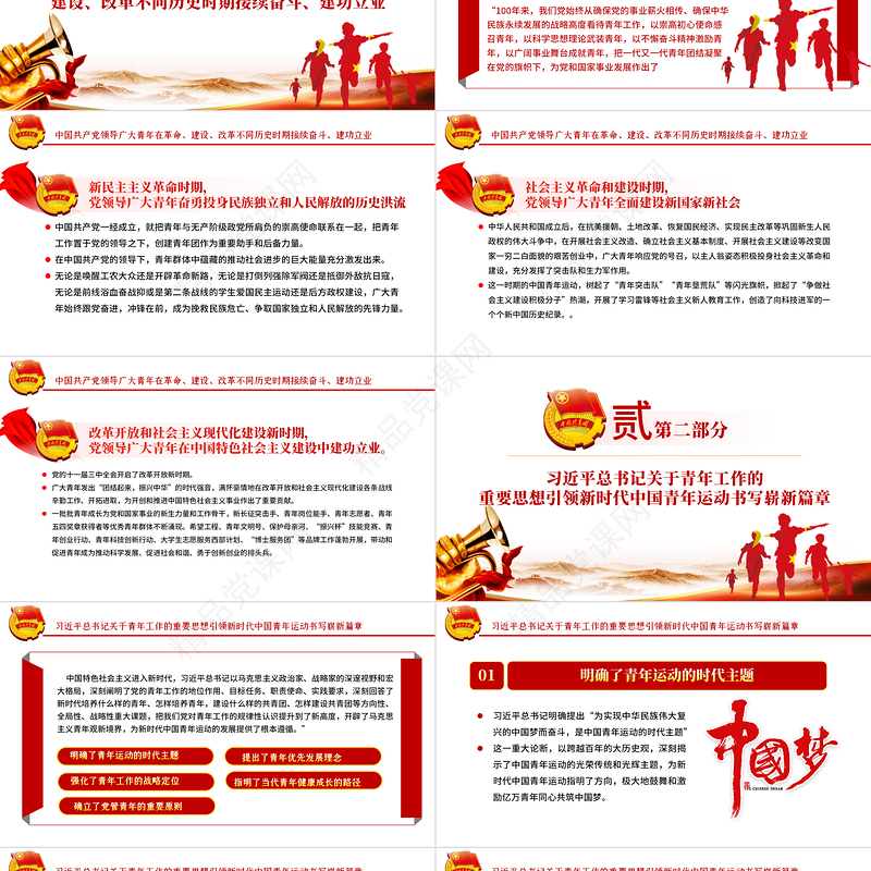 学习党领导青年运动的光辉历程PPT党政风优质风中国共产党建党一百周年系列专题党课课件模板下载
