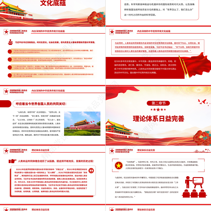 2023深刻理解构建人类命运共同体理念的内涵PPT大气精美风党员干部学习教育专题党课课件