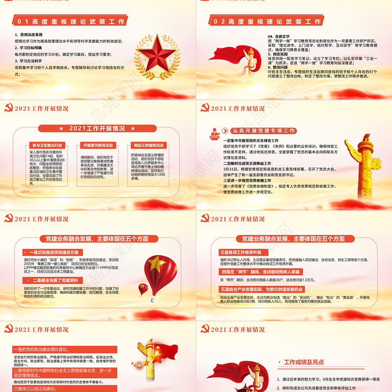 党建工作总结计划PPT党政风精品基层党委党支部工作总结年终总结专题课件