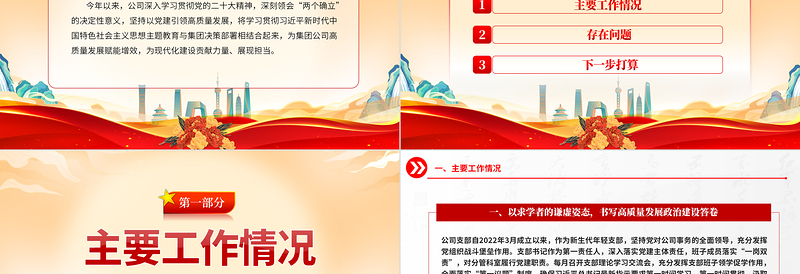 2023年国企党建工作总结PPT大气精美年终党建总结报告汇报模板