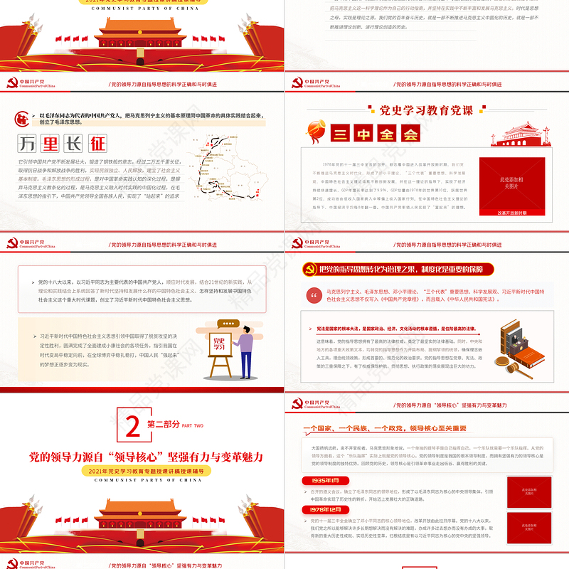 关于百年大党领导力的思考PPT党政部门团支部党史学习教育专题授课课件模板下载
