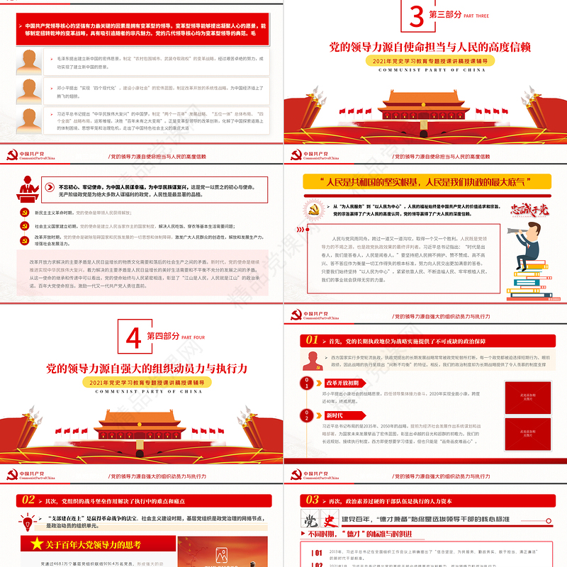 关于百年大党领导力的思考PPT党政部门团支部党史学习教育专题授课课件模板下载