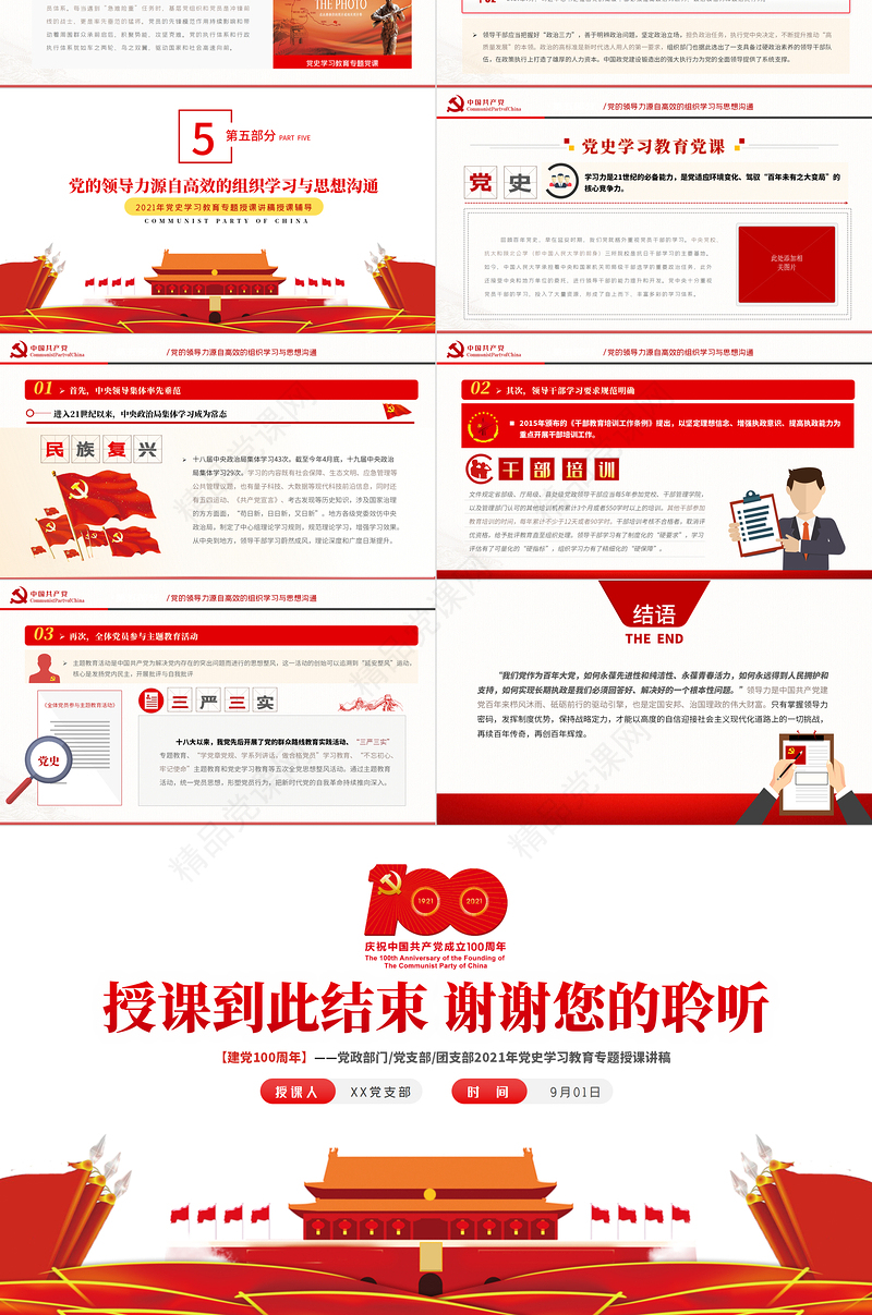 关于百年大党领导力的思考PPT党政部门团支部党史学习教育专题授课课件模板下载