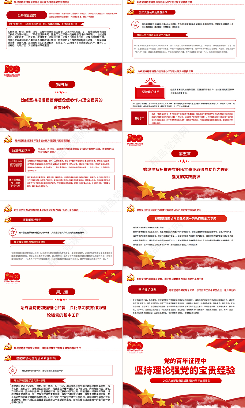 党的百年征程中坚持理论强党的宝贵经验PPT党支部党委组建党100周年主题活动