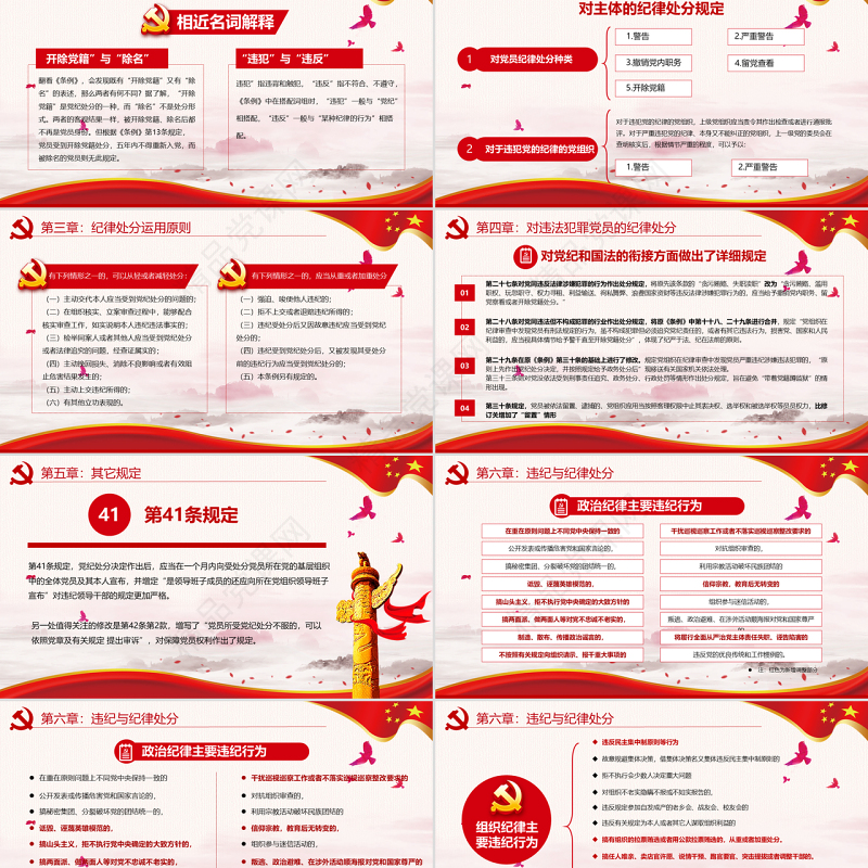 党政风党政中国共产党纪律处分条例党课党员学习解读宣传党课党建ppt模板
