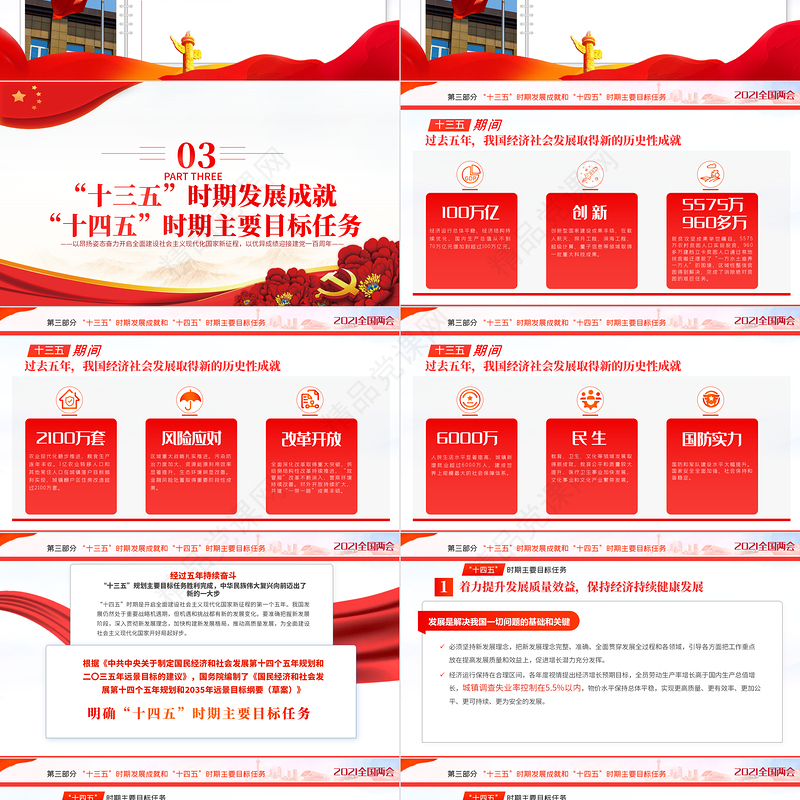 聚焦2021全国两会学习贯彻落实政府工作报告党建党课PPT