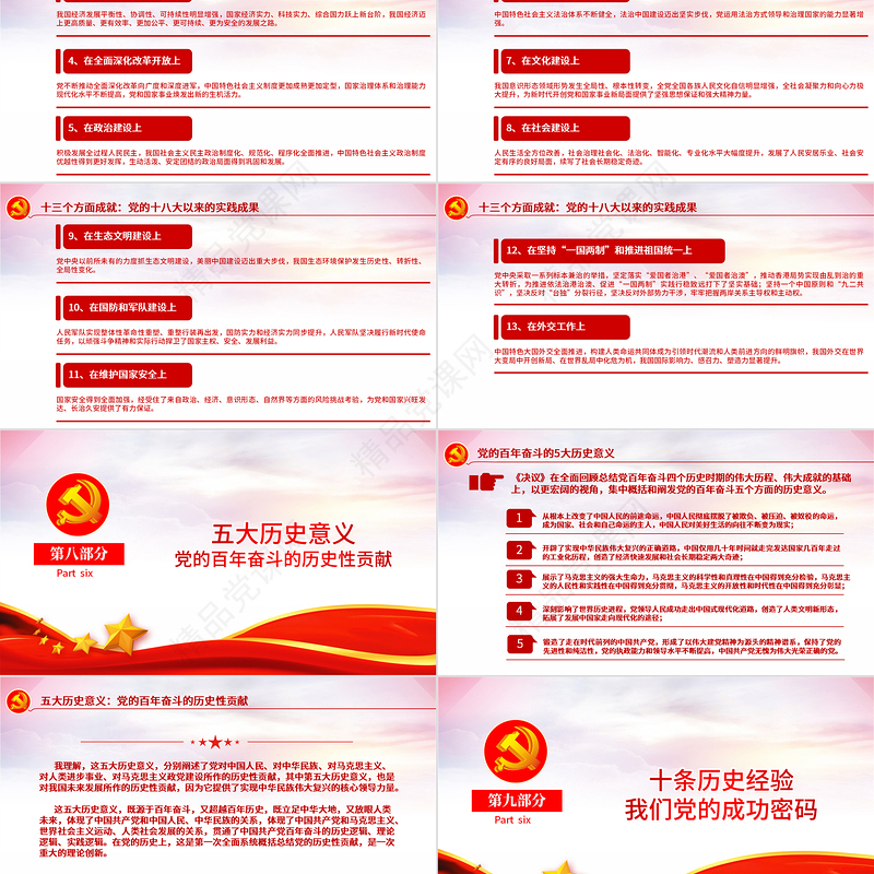 “数读”十九届六中全会精神PPT党政风《中共中央关于党的百年奋斗重大成就和历史经验的决议》学习党课课件