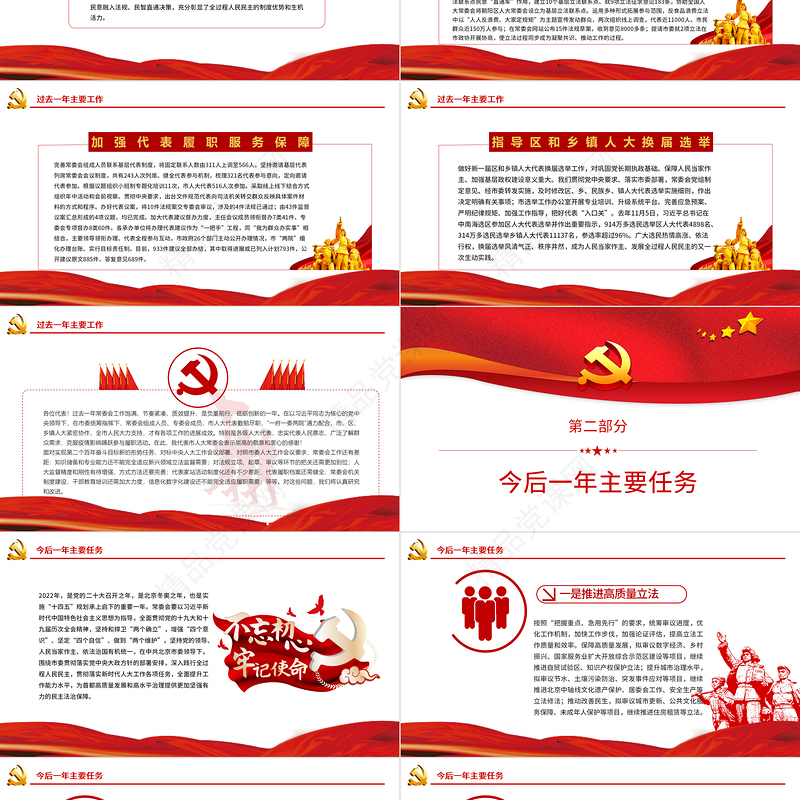 常务委员会工作报告PPT红色精品党员干部年终述职报告专题党课课件模板