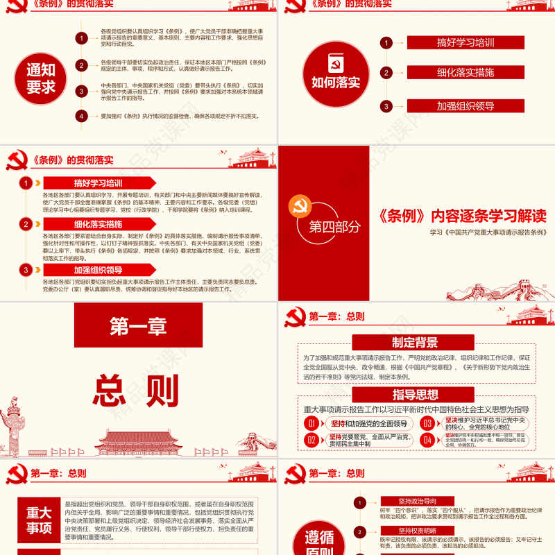 原创学习中国共产党重大事项请示报告条例PPT-版权可商用