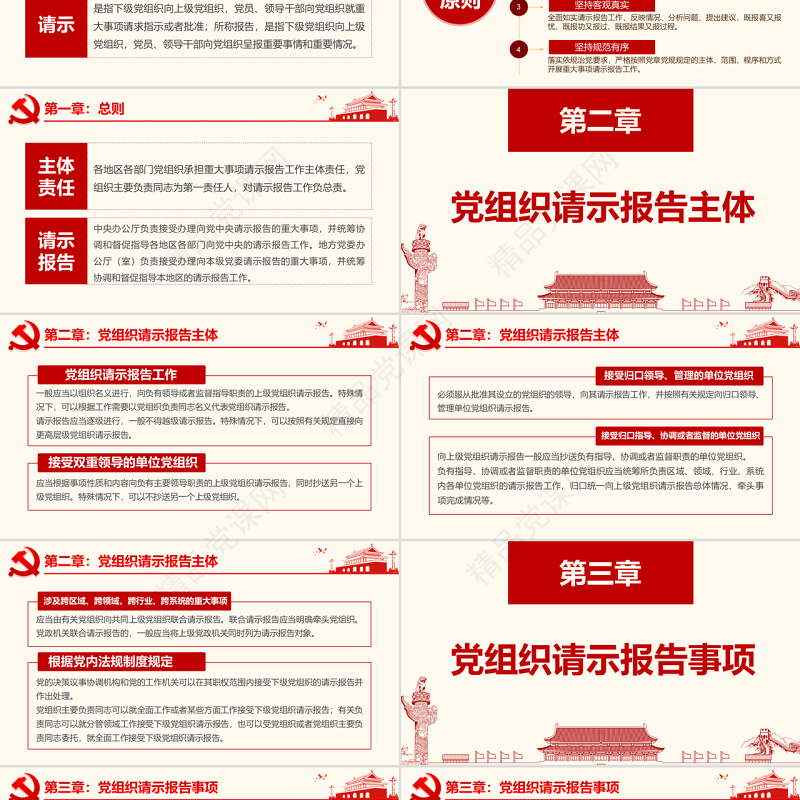 原创学习中国共产党重大事项请示报告条例PPT-版权可商用