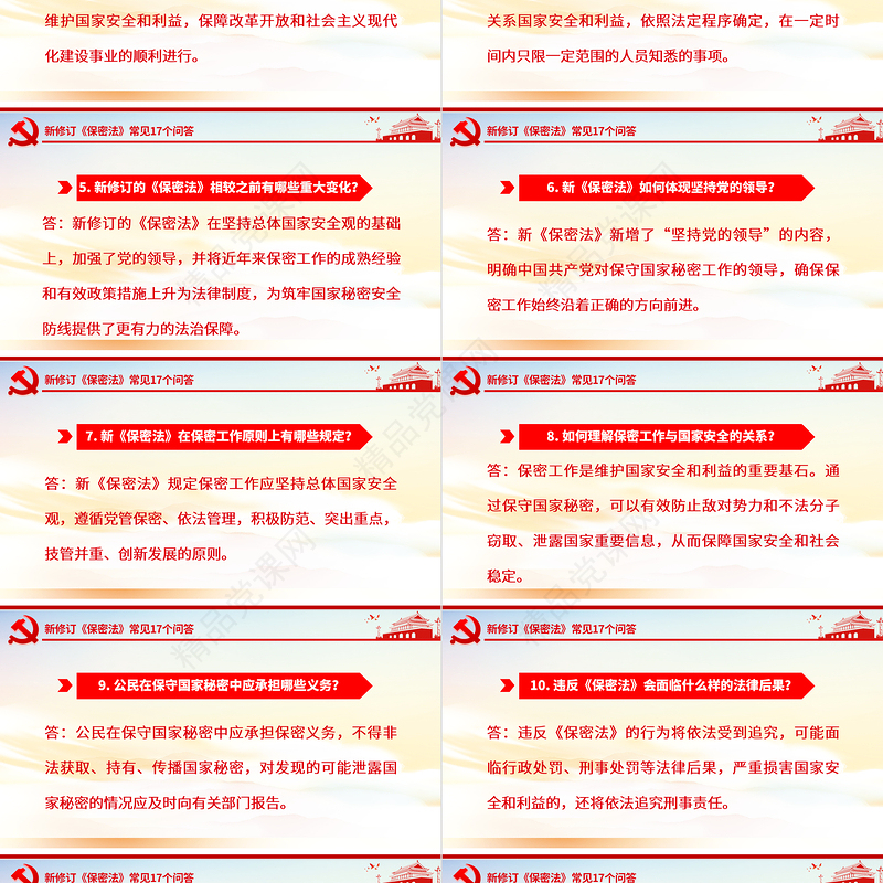 创意简洁风关于新修订《保密法》常见17个问答PPT课件