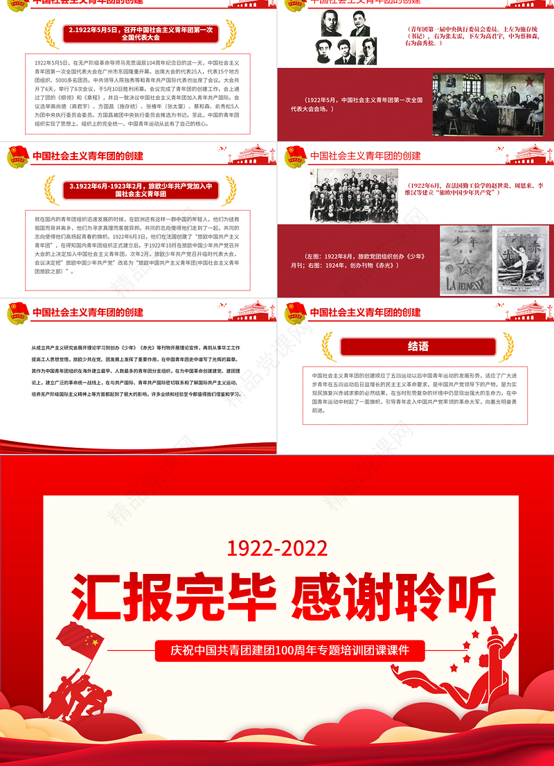 中国青年运动史PPT精品风五四以来党领导下的青年运动的光辉历程专题团课