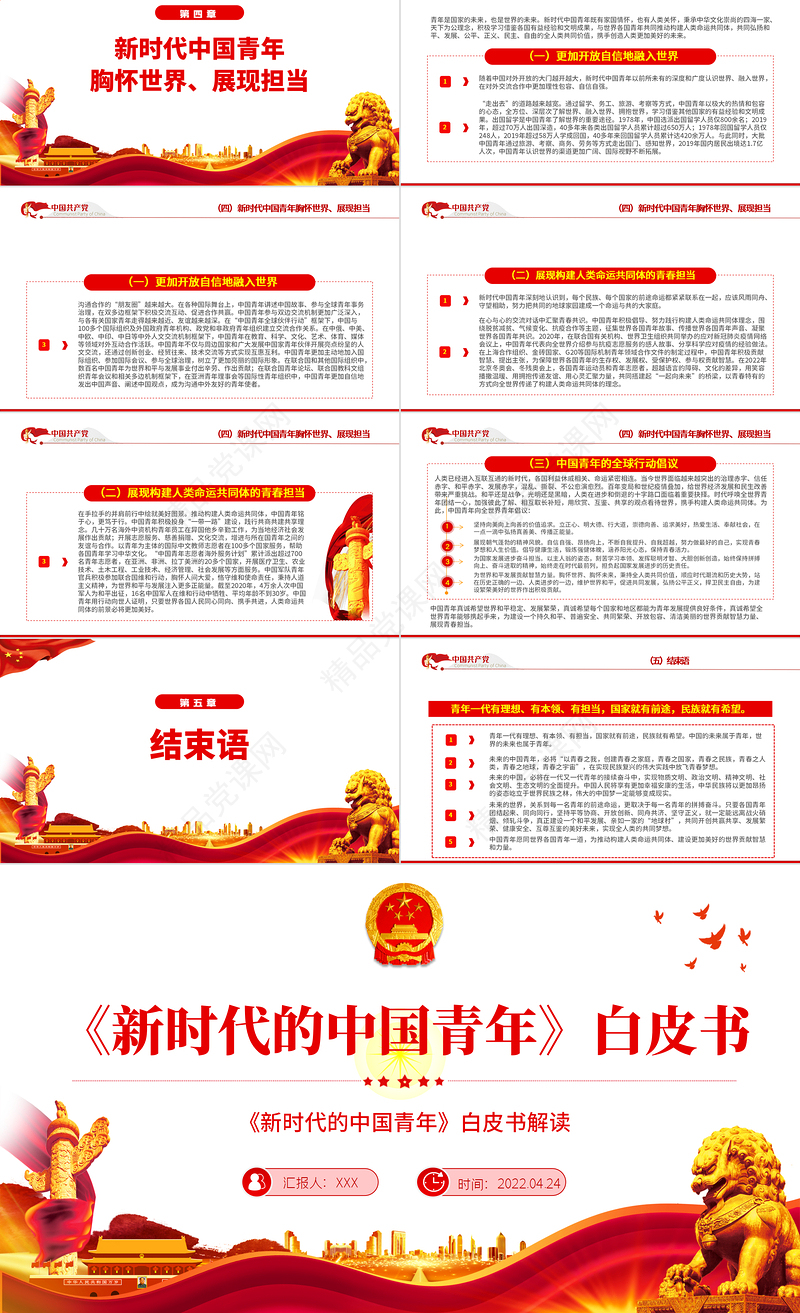 《新时代的中国青年》白皮书PPT党政风解读新时代的中国青年专题课件模板