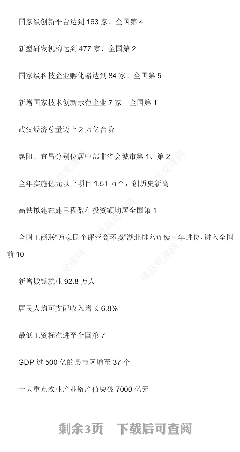 极简风2024湖北省政府工作报告PPT课件模板下载(讲稿)