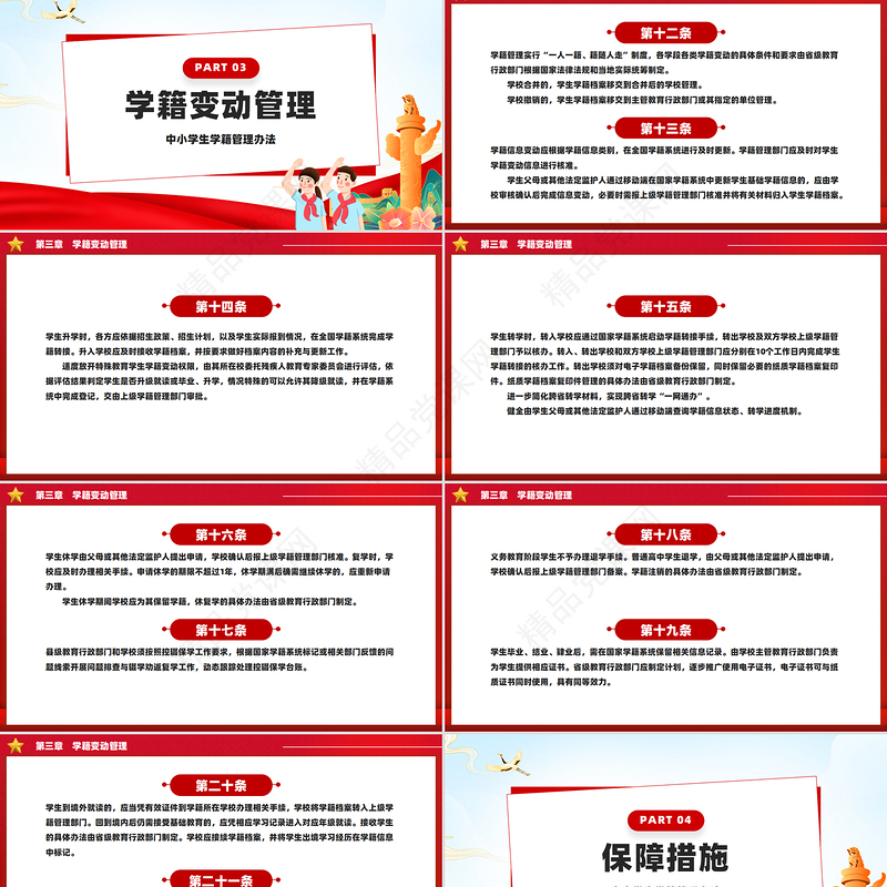 简洁大气《中小学生学籍管理办法》全文PPT课件