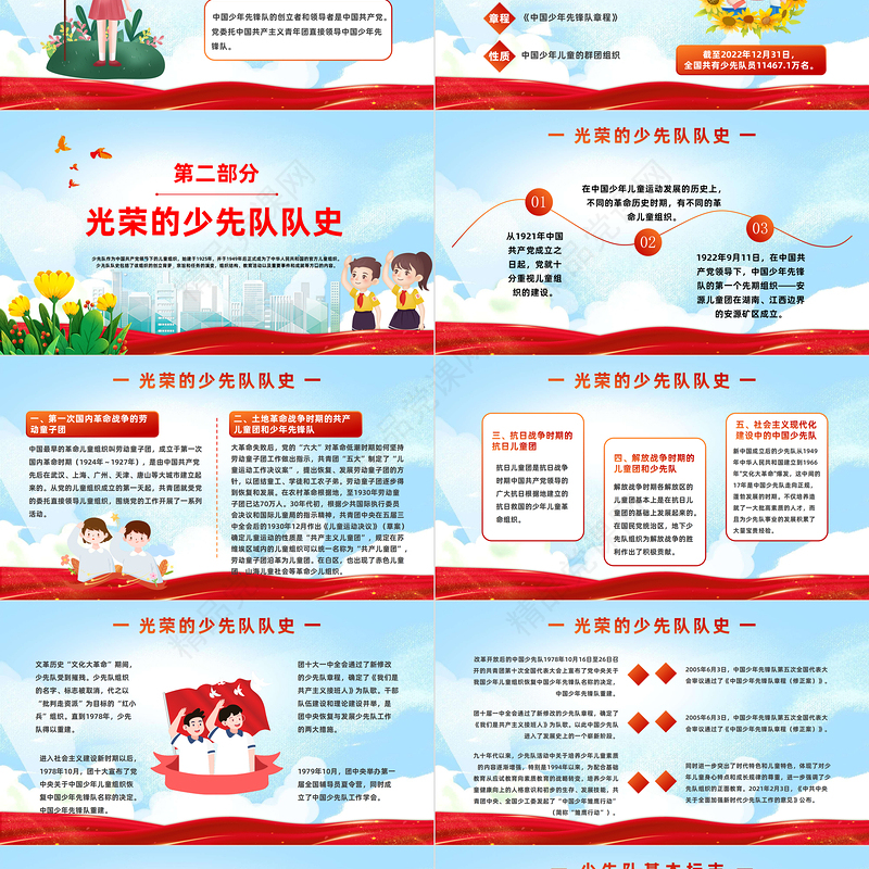 2024光荣的少先队队史PPT国潮风接受红色洗礼传承红色基因少先队队员主题学习活动课件下载