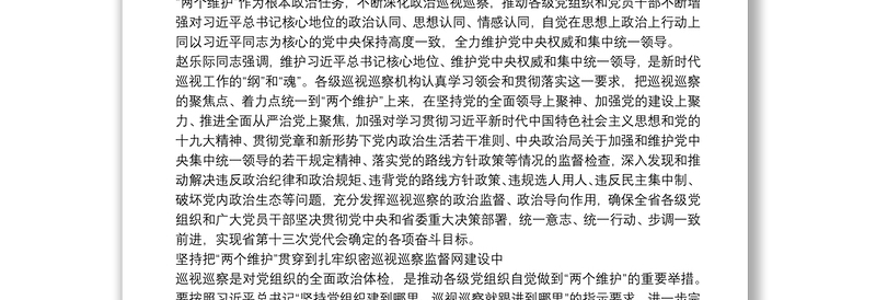 政治巡察专题党课讲稿：深化政治巡视 坚决落实“两个维护”