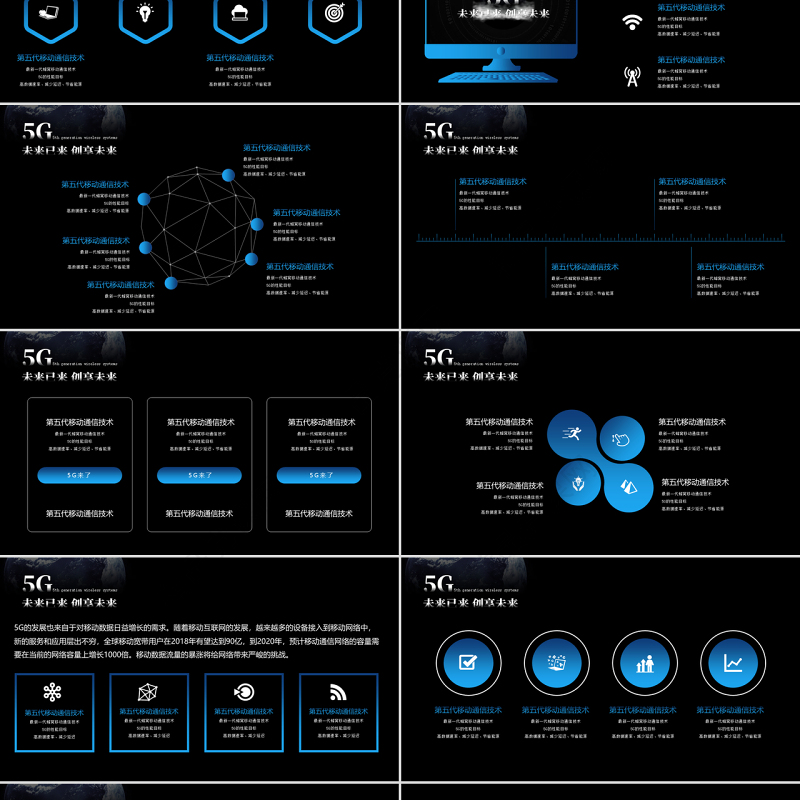 原创5G互联网科技通信技术发布会PPT模板